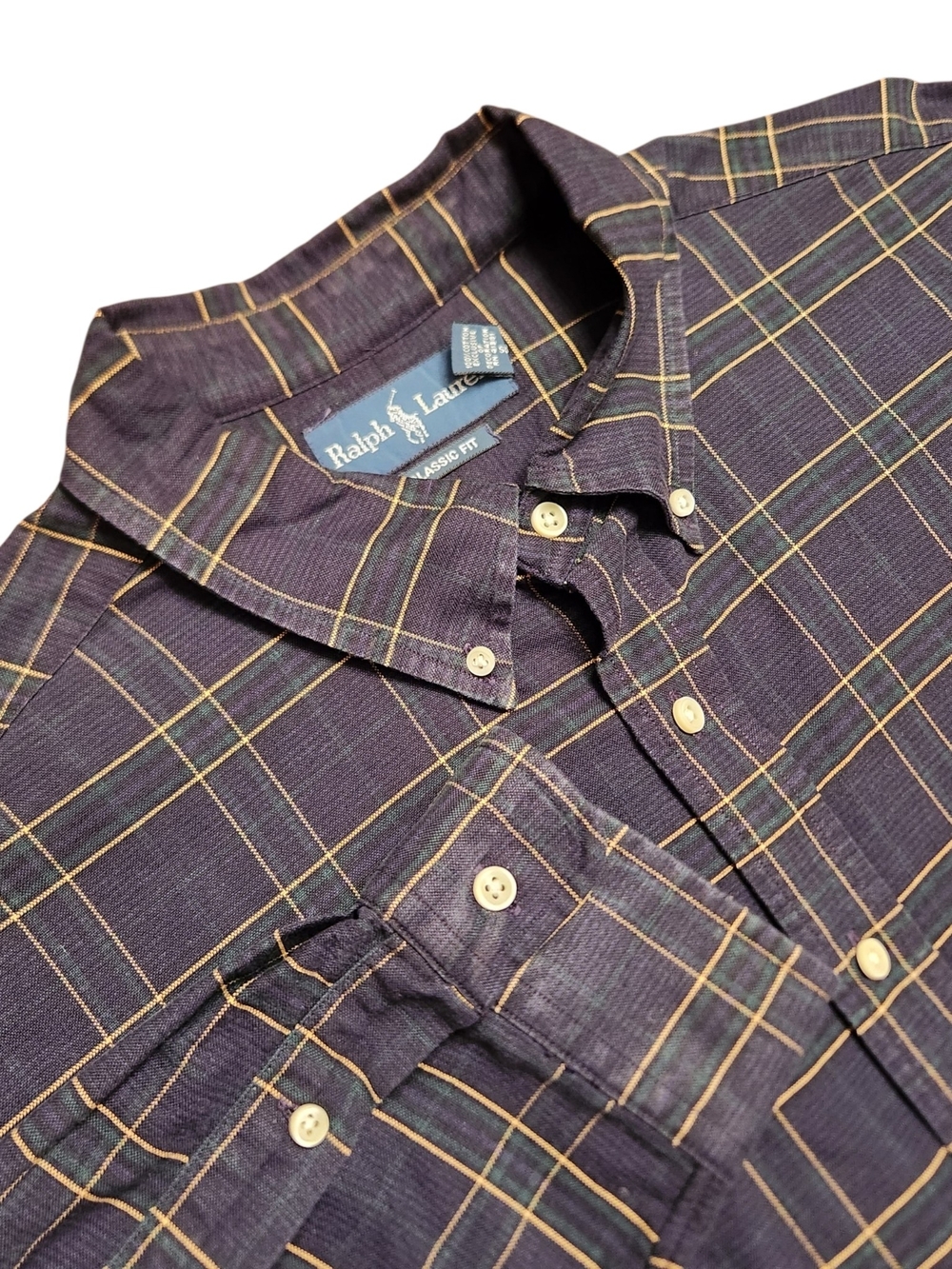 Ralph Lauren Classic Fit Men’s Size XXL 2X Navy Plaid Check Shirt Dark Academia